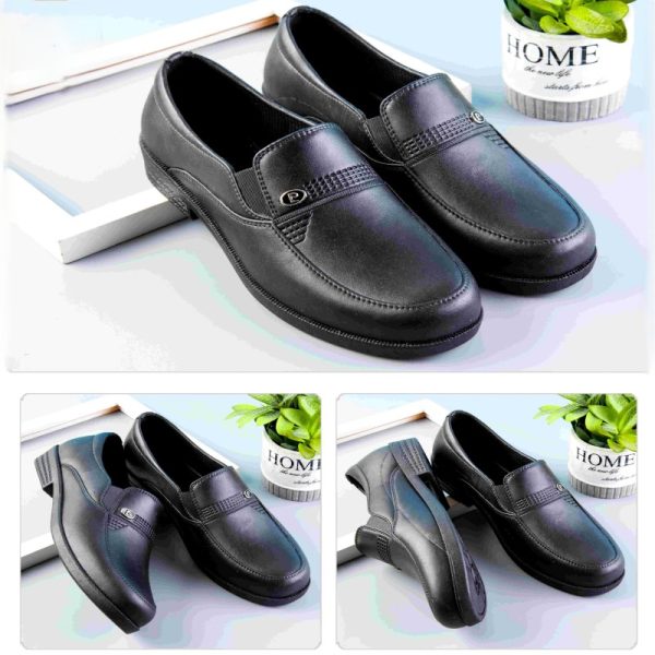 Eco-Friendly PVC Leather Shoes - Matte Black, Breathable